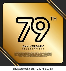 79th anniversary celebration template design with simple and luxury style in golden color, vector template