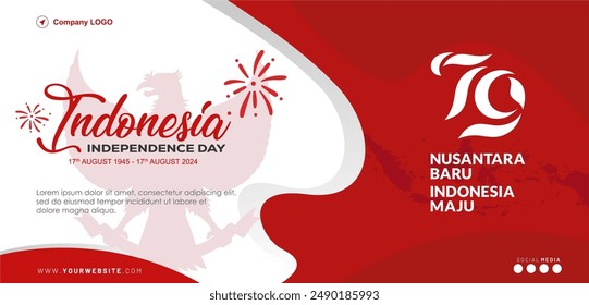 79th Anniversary of Indonesia Celebration Vector Illustration with elegant red white background, pancasila, indonesian map, 79 logo and company profile spots. Best choice for company greeting