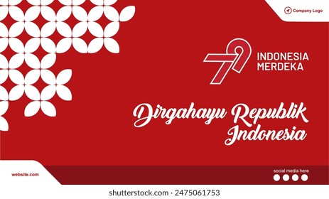 79th anniversary of Indonesia independence day red white batik banner. Dirgahayu 79 tahun Indonesia background. 17 Agustus 2024 