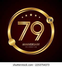 79th anniversary logo design concept with golden ring. Logo Vector Template