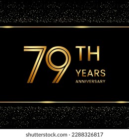 Diseño del logo del 79 aniversario con concepto de doble línea. Estilo de línea Art. Logo del número de oro. Ilustración de plantillas de vectores