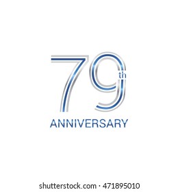 79th anniversary logo design uses three lines which form the numbers.  years anniversary signs . Silver and blue color anniversary