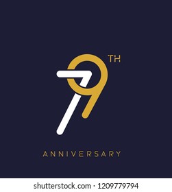 79th anniversary logo.overlapping number with simple monogram color. vector design for greeting card and invitation card.