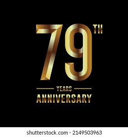 79th Anniversary logotype. Anniversary celebration template design with golden ring for booklet, leaflet, magazine, brochure poster, banner, web, invitation or greeting card. Vector illustrations.