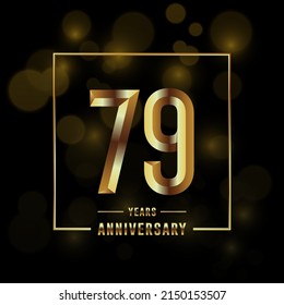 79th Anniversary logotype. Anniversary celebration template design with golden ring for booklet, leaflet, magazine, brochure poster, banner, web, invitation or greeting card. Vector illustrations.