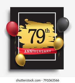 79th anniversary template design on golden brush background and balloon, vector design for greeting card and invitation card, Birthday celebration