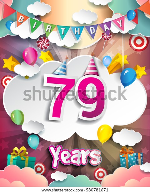 79th Birthday Celebration Greeting Card Design Stock Vector (Royalty ...