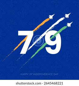 79th Independence Day India Minimal Design Vector with Bandhani Pattern