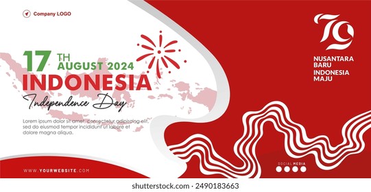 79th Indonesia Independence Day August 2024 background, banner, template, poster, greeting and social media feed. "Dirgahayu Indonesia" Background means Long Live Indonesia.  