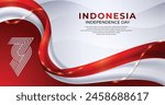 79th Indonesia Independence Day banner with red and white waving ribbon