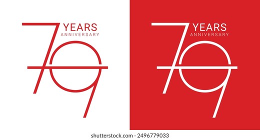 79th Indonesian Independence logo, 17 august 2024, IKN Celebration. 79 Logo, 79th Years Anniversary Logo, Red Color, Vector Template Design element for birthday, invitation, 