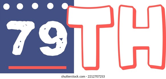 79th Ordinal Numbers counting vector art illustration with fantastic font and blue red color, worksheets - match sequence number worksheets for preschoolers 