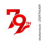 79th red and white simple logo