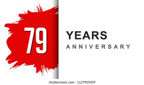 79th years anniversary design with red brush isolated on white background for company celebration event