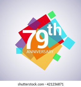 79th years anniversary logo, vector design birthday celebration with colorful geometric isolated on white background.