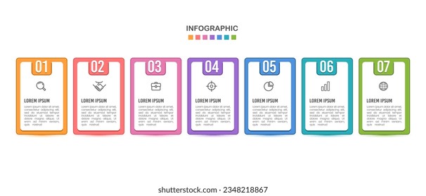 7-element with icons infographic design template. Vector illustration.