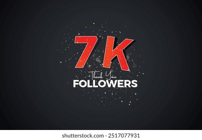 7K einzeln auf schwarzem Hintergrund Vielen Dank Anhänger Völker, mit glitzernden Konfetti, Weiß, Rote Nummer Schwarz Nummer 7K online soziale Gruppe, 8k