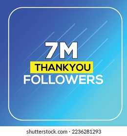 7M followers celebration, Thank you followers vector template, Social sites post, Greeting card.