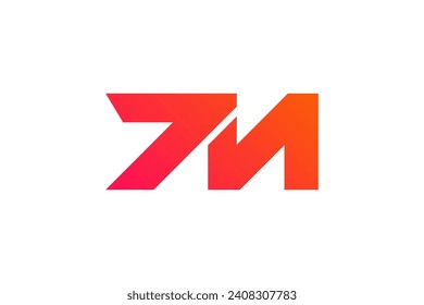 Combinación de diseño de logotipo de letra y número 7M.