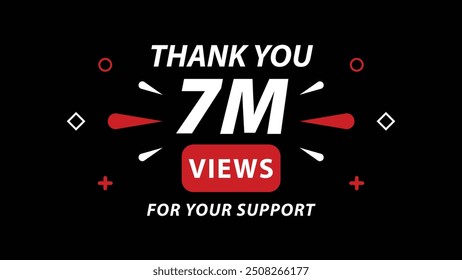7M views celebration background design. 2 Million views Black Background.