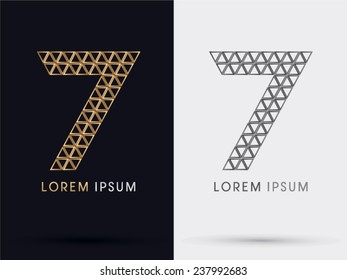 7,Number seven, seventh alphabet  font from Gold triangle, logo, symbol, icon, graphic, vector .