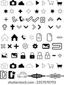 7o Multi icon vector included differrent  sign vectors like home,arrow,camra,shopping trolly etc.