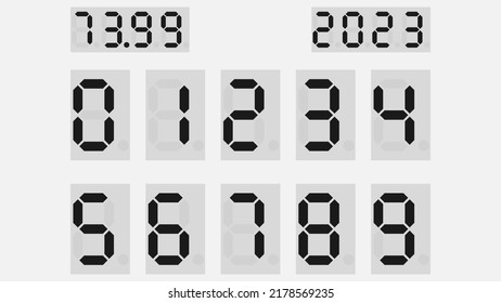 7-segment digits from zero to nine with decimal dot. Easily compose numbers with or without decimal dot.