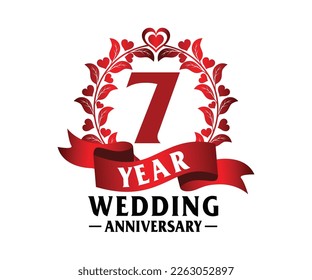 7st Wedding Anniversary Vector Art, for printing greeting cards, souvenirs, etc