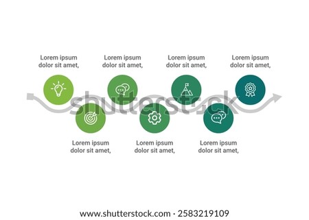 7-Step Circular Infographic Design for Clear Business Presentations, Workflow Diagrams, and Process Flow. Editable Vector Illustration.