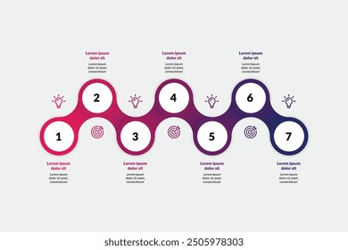 7-Step Infographic Illustration Template: Featuring Icons and a Timeline. Perfect for Presentations, Layouts, Banners, and Process Visuals. Modern and Engaging Design.