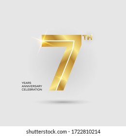 7th 3D gold anniversary logo isolated on elegant background, vector design for celebration purpose