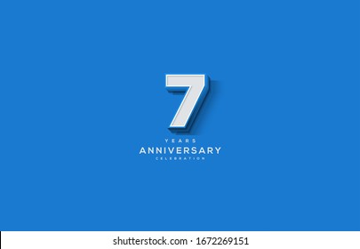 7th anniversary background with illustrations of white numbers along with the writing below.