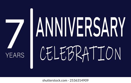 7th Anniversary blue and white celebration with curved shapes in number logo typography vector design concept. Ten years anniversary gold logo template for celebration event, invitation, business, web