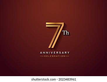 7th anniversary celebration logotype with linked number gold and silver color isolated on elegant color. vector anniversary for celebration, invitation card, and greeting card