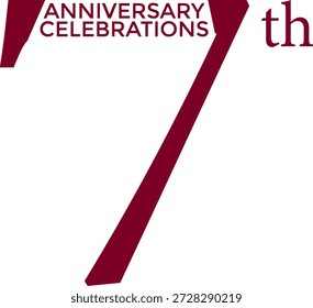 Celebraciones del séptimo aniversario en rojo sobre un fondo blanco. Celebración del aniversario con amor, alegría y recuerdos atemporales compartidos juntos.