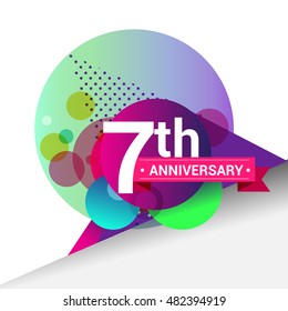 7th Anniversary logo, Colorful geometric background vector design template elements for your birthday celebration.