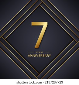 7th anniversary logo. Golden anniversary celebration logo design for booklet, leaflet, magazine, brochure poster, web, invitation or greeting card. golden color vector illustrations.