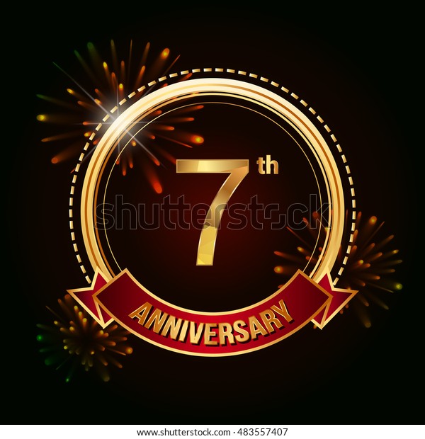 7th Anniversary Logo Golden Colored Using Stock Vector (Royalty Free