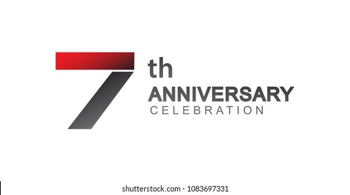 7th anniversary logo red and black design simple isolated on white background for anniversary celebration.
