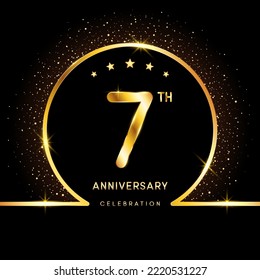 7th Anniversary Logotype. Golden Anniversary template design for celebration event, invitation card, greeting card, flyer, banner, poster, vector illustration