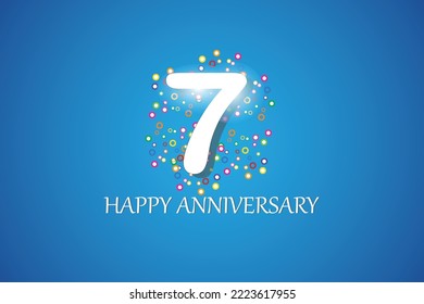 7.º aniversario sobre fondo azul