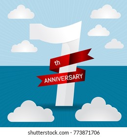 7th anniversary on sea and sky background vector.