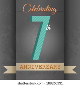 7th Anniversary poster / template design in retro style - Vector Background