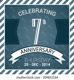 7th Anniversary poster / template design in retro style - Vector Background