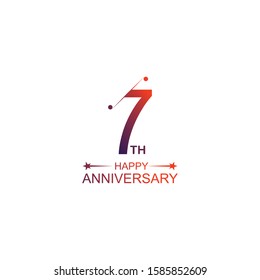 7th anniversary vector template. Design for celebration, greeting cards or print.