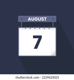7th August calendar icon. August 7 calendar Date Month icon vector illustrator