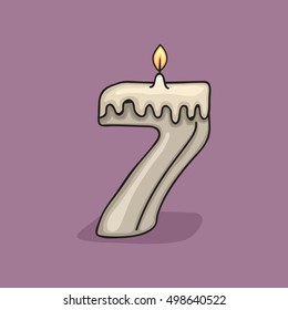 7th Birthday Candle Number .Vector design template elements for your birthday celebration.