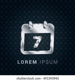 7th Calendar 3D silver/platinum metallic chromium precious Icon / Logo Design