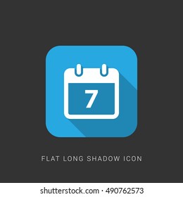 7th Calendar Flat blue long shadow Icon / Logo Design