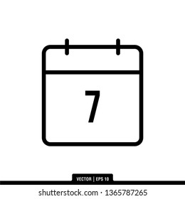 7th Calendar Icon Vector Illustration Logo Template